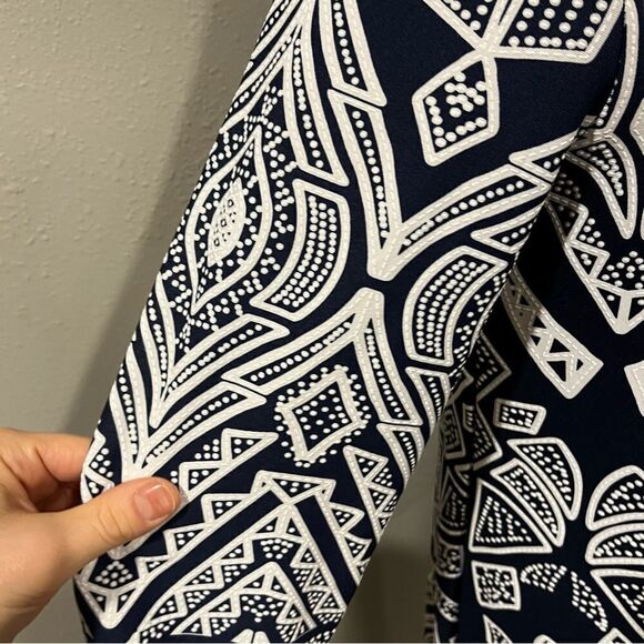 Geometrical print scoop neck shift 3/4 length sleeve dress - Picture 4 of 12